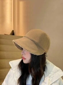 1pc Versatile Thickened Sherpa Thermal Lined Warm Upgraded Short Brim Hat, Minimalist Classic Style Suitable For Various Face Shapes, For Home, Outdoor, Cycling, Sports, Gathering Winter Fall - Multicolor - View 13