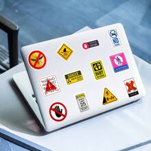 50PCS Warning Slogans Stickers Vinyl Aesthetics Stickers For Scrapbooking, Diary, Laptop, Bumper, Skateboard, Water Bottle, Computer, Phone, Cartoon, Hard Hat, Car Stickers And Decals