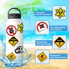 50PCS Warning Slogans Stickers Vinyl Aesthetics Stickers For Scrapbooking, Diary, Laptop, Bumper, Skateboard, Water Bottle, Computer, Phone, Cartoon, Hard Hat, Car Stickers And Decals