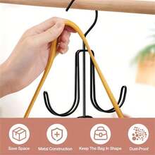 1pc Purse Hanger Organizer For Closet, Hanging Bag Holder, Keeping Purses Visible And In Good Condition, Metal Handbag Storage Hook Backpack Rack Space Saving Hanger - Black - View 6