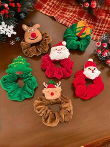 6 piezas Diademas de reno navideñas, de alta elasticidad y durables, lazos de goma lindos para muñecas, accesorios para el cabello, lazos para el cabello, accesorios navideños para el cabello, diademas navideñas, diademas navideñas, Papá Noel, diademas de reno navideñas. Diademas suaves, lazos para cola de caballo, accesorios navideños para el cabello, diademas y lazos para el cabello. Navidad