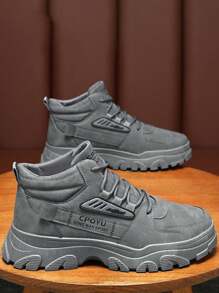 Botas de Hombre Clásicas y Tacticas: Zapatos Multifuncionales con Piel Sintética Transpirable, Suela Gruesa Antideslizante y Diseño Ergonómico. Ideal para Trabajo, Senderismo, Deportes y Estilo Casual - Gris - Ver 4