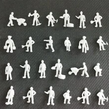 Set de 25 piezas/Lote de Figuras de Trabajadores en Miniatura 1/87 para Tren, Modelo de Trabajadores con Herramientas para Decoración de Ferrocarril, Escenario de Tren HO, Juguetes de Arquitectura - Como fotos - Ver 3
