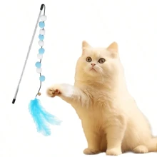 1 Máy Tính Màu Xanh Trắng Lông Bóng Teaser Cây Đũa Phép Cho Mèo Đồ Chơi Tương Tác - Màu xanh lam - Xem 2