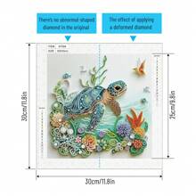 1/4pcs DIY Diamond Art Painting Kits For Adults, 5D Special Shape Crystal Rhinestone Diamond Art Kits For Beginners, For Home Wall Decoration Gift 12x12 Inch, Sea Turtle - Green - View 3