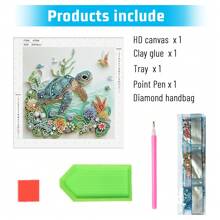 1/4pcs DIY Diamond Art Painting Kits For Adults, 5D Special Shape Crystal Rhinestone Diamond Art Kits For Beginners, For Home Wall Decoration Gift 12x12 Inch, Sea Turtle - Green - View 4