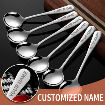 Customized 1pc Stainless Steel Spoon, Personalized Name Engraved Stainless Steel Flatware, Prevent Loss Of Cutlery, Long Handle Spoon For My Daughter/Son, Engraved Spoon Coffee Tea Spoon Gift, Suitable For Family Gathering, Birthday Gift Christmas Gift,Women's Happiness Boost,Brunch-Ready