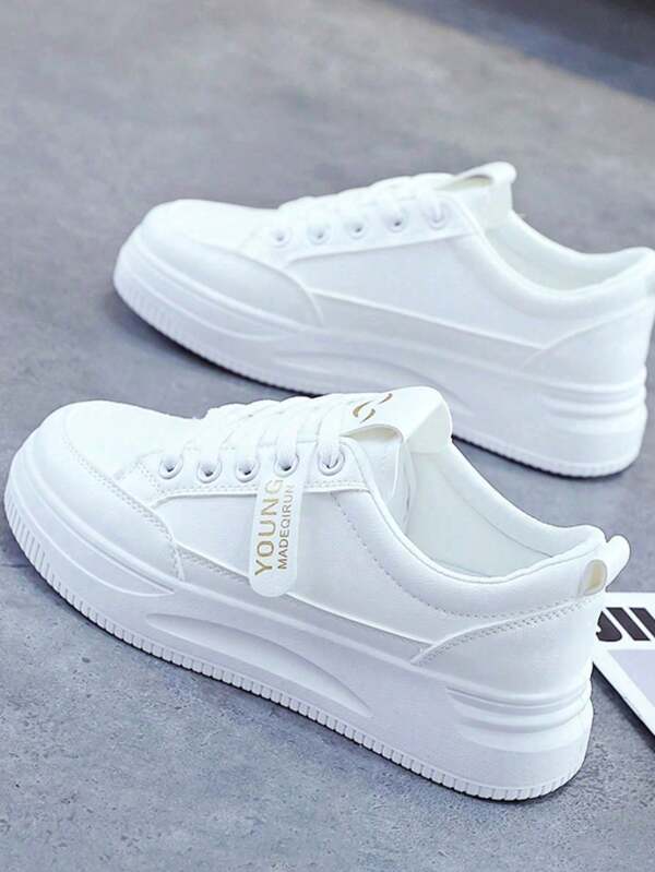 Tenis Blancos Mujer Suela Gruesa Transpirable Cómodos para Running y Fitness, Calzado Casual para Uso Diario