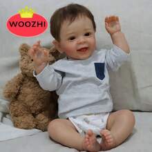 WOOZHI WOOZHIReborn Doll 22 Inches 55 Centimeters Reborn Boy Doll Silicone Can Move Limbs, Both Boys And Girls Can Play With The Doll Toy Gift Reborn Boy (Reborn Baby Doll)