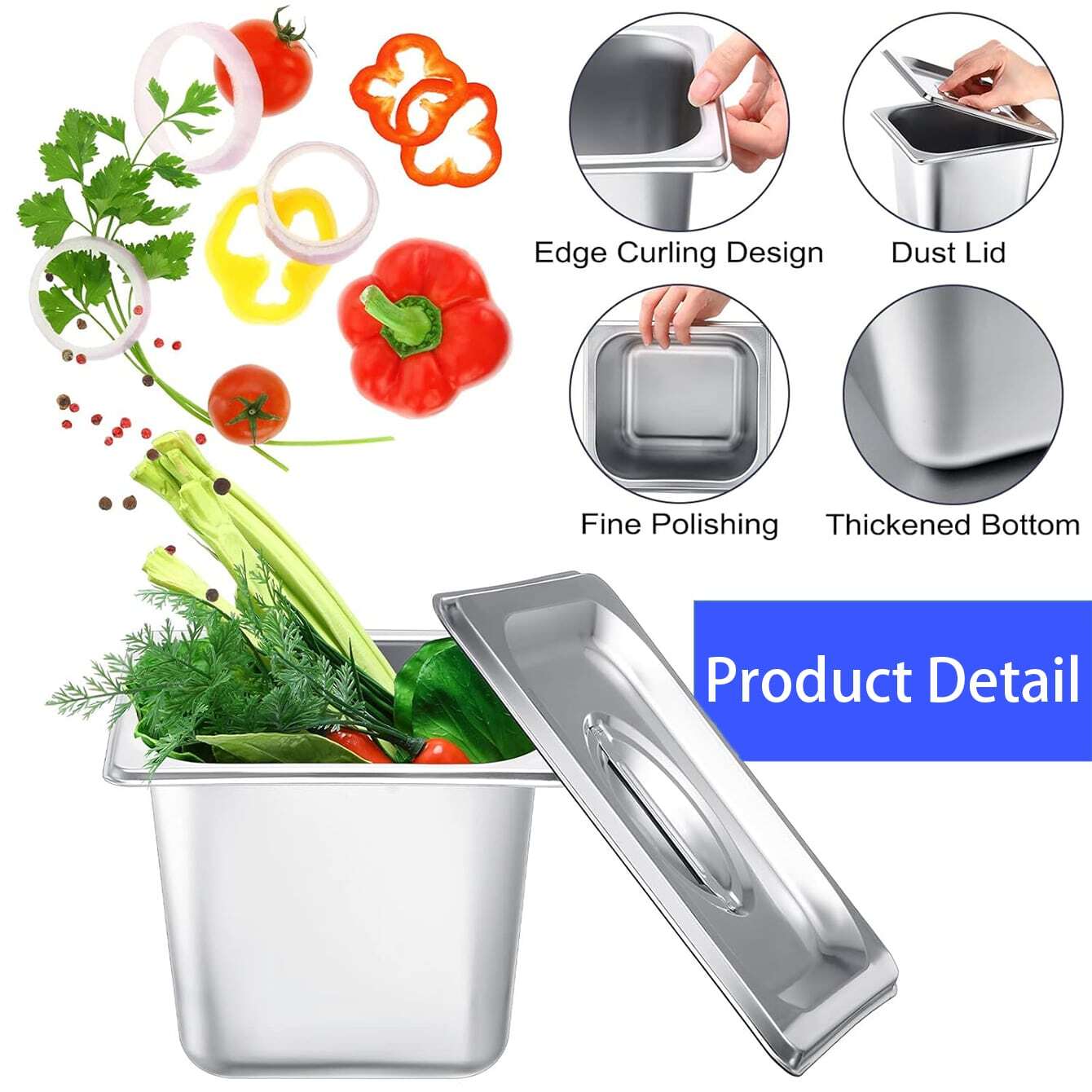 8 Pack Stainless Steam Hotel Pan Steam Table Pan With Stainless Steel