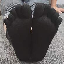 5Pairs Men's Casual Plain Color Five-Finger Socks, Breathable Comfy Split Toe Socks, Men's Socks For All Seasons - Multicolor - View 15