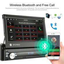 Radio de coche Android 1 DIN con 2+64GB, pantalla táctil retráctil de 7'', reproductor multimedia para coche, mirror link, navegación GPS, WiFi, MP5 para coche, Bluetooth, USB, radio FM, cámara de visión trasera - Negro - Ver 2