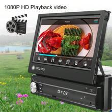 Radio de coche Android 1 DIN con 2+64GB, pantalla táctil retráctil de 7'', reproductor multimedia para coche, mirror link, navegación GPS, WiFi, MP5 para coche, Bluetooth, USB, radio FM, cámara de visión trasera - Negro - Ver 6