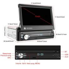 Radio de coche Android 1 DIN con 2+64GB, pantalla táctil retráctil de 7'', reproductor multimedia para coche, mirror link, navegación GPS, WiFi, MP5 para coche, Bluetooth, USB, radio FM, cámara de visión trasera - Negro - Ver 4