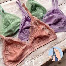 Kit 2 Lace Bra Without Pads With Lining And Adjustable Top Type With Elastic - Nhiều màu - Xem 1