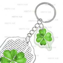 Llavero Kdrama Trebol Buena Suerte de Acrilico La Reina de Las Lagrimas de Moda Queen Of Tears - Verde Oliva - Ver 2