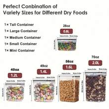 Conjunto de recipientes para armazenamento de alimentos com tampas, potes transparentes para alimentos, caixa selada à prova de umidade para manter alimentos frescos, para cereais, arroz, macarrão, chá, nozes e grãos de café, tanque de preservação de alimentos de plástico, utensílios de cozinha para casa