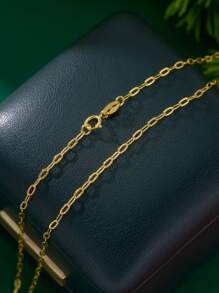 1Pc Minimalist 925 Sterling Silver Classically O Necklace Chain Plating Gold-Plated Chain Necklace For Women And Gifts For Couple