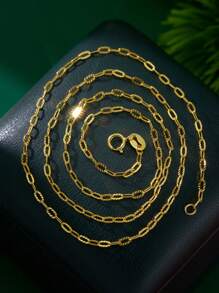 1Pc Minimalist 925 Sterling Silver Classically O Necklace Chain Plating Gold-Plated Chain Necklace For Women And Gifts For Couple