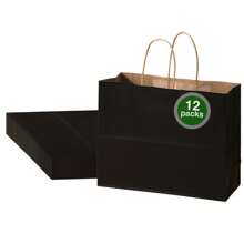 12个大号礼品袋散装袋 16.5英寸X12.2英寸X5.1英寸 彩色纸袋带手柄，购物袋，杂货袋，派对礼品袋，婚礼袋，圣诞节情人节 - 彩色 - 查看 12
