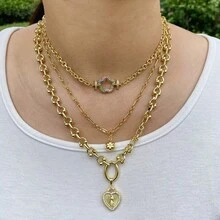 1PC Thiết kế nhiều lớp Cánh hoa mận Mặt dây chuyền tôn giáo Đức Mẹ Đồng Trinh Mary Trang sức - Vàng - Xem 1