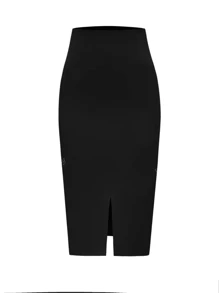 Gem Rose Solid High Waist Pencil Skirt