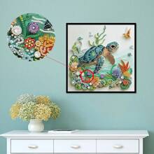 1/4pcs DIY Diamond Art Painting Kits For Adults, 5D Special Shape Crystal Rhinestone Diamond Art Kits For Beginners, For Home Wall Decoration Gift 12x12 Inch, Sea Turtle - Green - View 8
