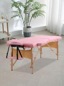 Massage Table Portable Portable Massage Bed 2 Section 73'' Long Foldable Tattoo Bed W/Carrying Case Height Adjustable Sturdy Wooden Frame,Solon&Facial Care Spa Lash Bed - 粉色 - 查看 1