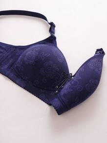 6pcs Jacquard Thin Cup 3-Row Hook Uplift Full Coverage Wireless Unpadded Bras For Women