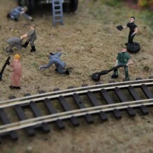 Set de 25 piezas/Lote de Figuras de Trabajadores en Miniatura 1/87 para Tren, Modelo de Trabajadores con Herramientas para Decoración de Ferrocarril, Escenario de Tren HO, Juguetes de Arquitectura - Como fotos - Ver 8