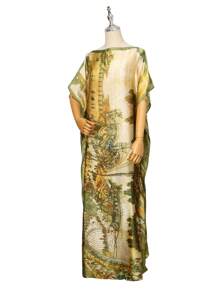 1 件印花海滩配饰度假围巾披肩，仿丝防晒服 - 綠色 - 查看 5