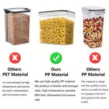Conjunto de recipientes para armazenamento de alimentos com tampas, potes transparentes para alimentos, caixa selada à prova de umidade para manter alimentos frescos, para cereais, arroz, macarrão, chá, nozes e grãos de café, tanque de preservação de alimentos de plástico, utensílios de cozinha para casa