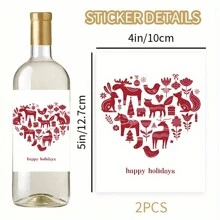 2 件圣诞酒瓶贴纸，节日节日酒瓶贴花，田园主题剪纸，适合季节性庆祝活动，适合家人和朋友的礼物，圣诞节 - 彩色 - 查看 9