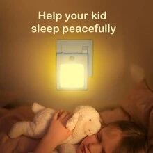 Veilleuse LED avec détecteur de mouvement en ABS, veilleuse dimmable petite pour chambre à coucher, couloir, salle de bain, sommeil, alimentation, soins des yeux, lampe de chevet, prise UE