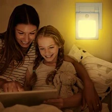 Veilleuse LED avec détecteur de mouvement en ABS, veilleuse dimmable petite pour chambre à coucher, couloir, salle de bain, sommeil, alimentation, soins des yeux, lampe de chevet, prise UE