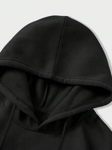 Lonblece 2 件套男士时尚美式数字印花连帽运动衫和运动裤套装 - 黑色 - 查看 4