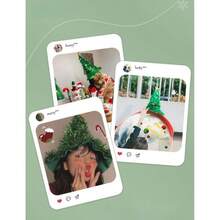 1 件圣诞帽、圣诞装饰帽、小圣诞树摄影道具、成人头带发饰 - 彩色 - 查看 9