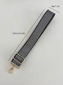 Jacquard Braided Polyester Wide Strap Adjustable Thickened Bag Strap Accessories All-Match Shoulder Crossbody(120cm/47.24in) Bag Present - Black and White - View 6