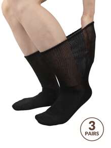 3 Pairs Plus Size Loose Mid-Calf Socks, Thick Sole & Loose Fit, Suitable For Men & Women With Swollen Feet Or Foot Injuries