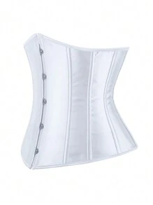 Underbust Corsets For Women,Corset Belt Tummy Control Lace Up Satin Corset,Under Boob Corset Women's Lingerie & Shapewear - trắng - Xem 2