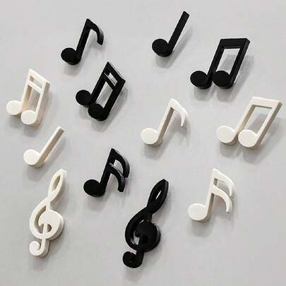 6个黑白音符磁贴，创意音乐符号磁性贴纸，冰箱贴，高音磁性装饰