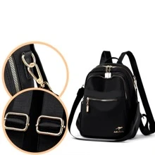 Women's Retro Large Capacity Backpack School Fashion Outing - Black - View 10