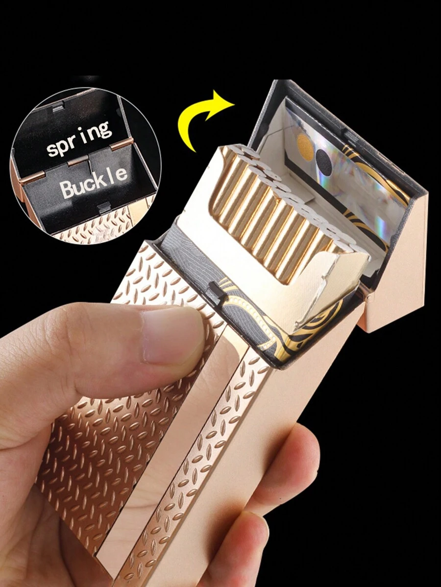 1个创意竖条纹塑料香烟盒，可装20支香烟，防水设计，男女通用，吸烟配件，女生吸烟配件，香烟收纳盒，香烟盒，礼品