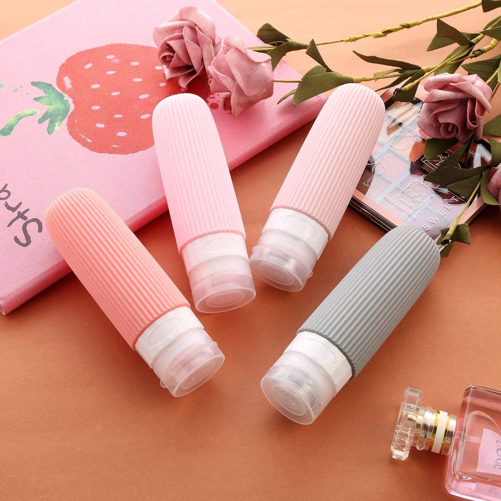 4Piece Travel Bottle Set TSA Approved Leak Proof Silicone Extrudable