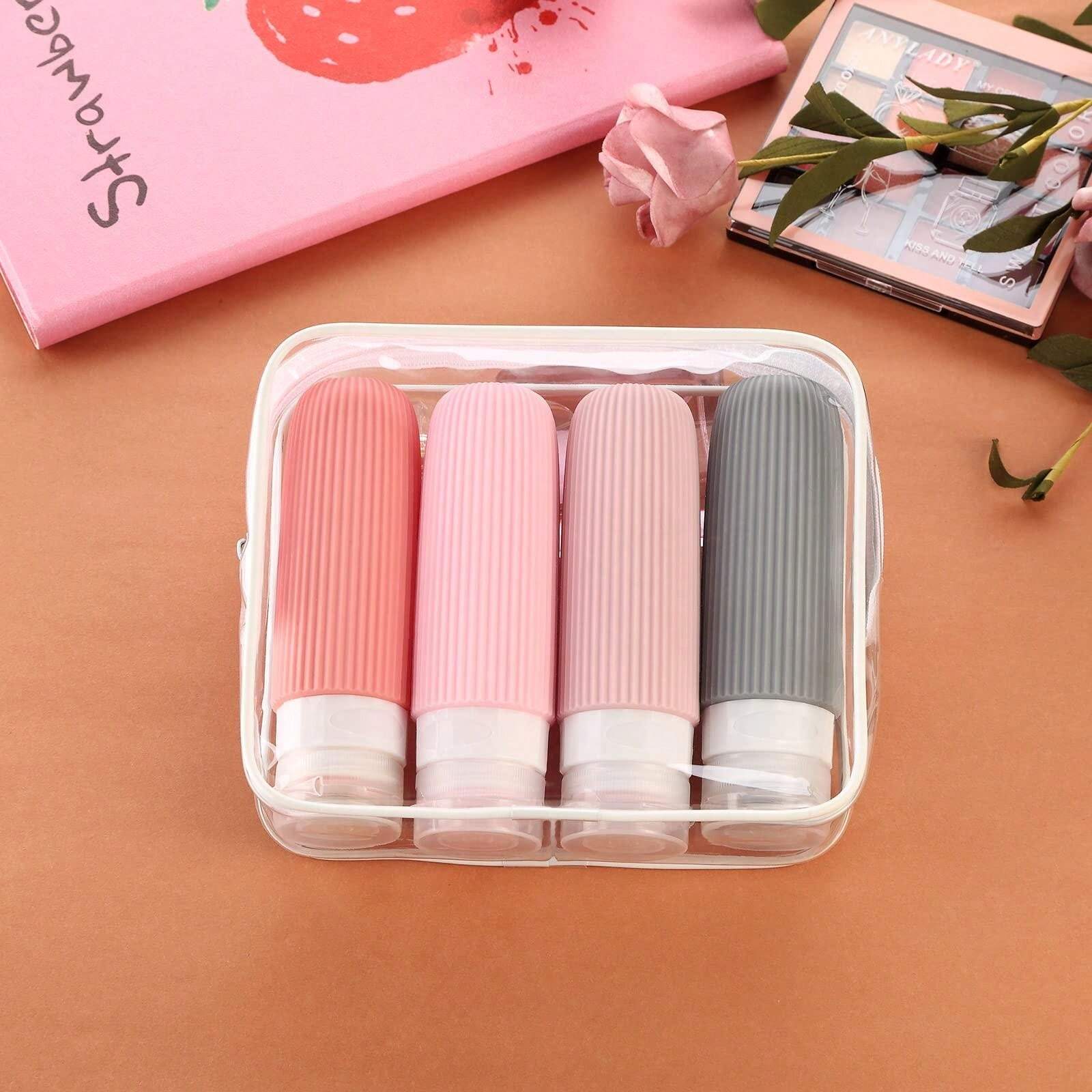 4Piece Travel Bottle Set TSA Approved Leak Proof Silicone Extrudable