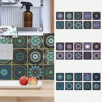 10pcs/Set Tile Stickers Bathroom Kitchen Backsplash Removable Wall Stickers, Home Decor Vinyl Waterproof Self-Adhesive Stickers, DIY Mural Decals, 3.94/5.91/7.87 Inch Gifts Birthday Graduation Wallpaper Wall Paper Room Decor Wall Decor