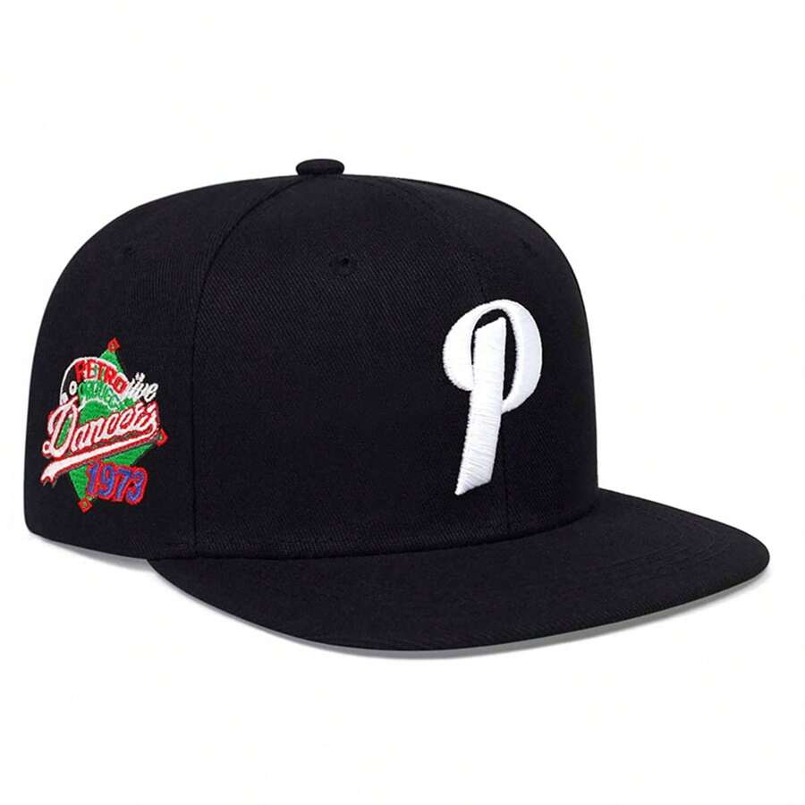 1Piece Men Letter P Embroidered Hip Hop Hat Outdoor Adjustable Sunscreen Leisure Hat Spring Summer Travel Tourism Beach Vacation - màu đen - Xem 1