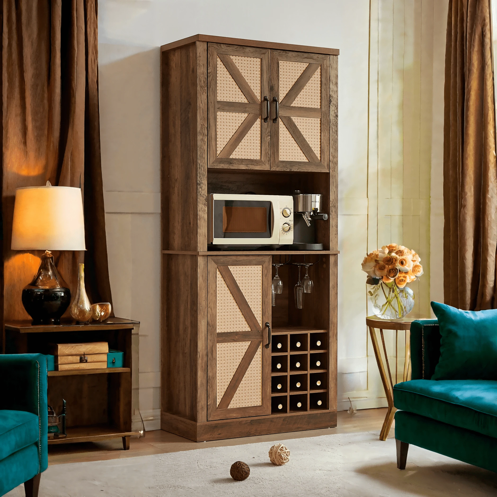 Oak Toaster Rustic Wood Plans Reference: 76 Inch Rustic Farmhouse Style Coffee Bar Cabinet Food Cabinet