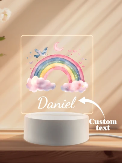 1pc Custom Name Creative Gift Rainbow And Stars Send To Boys Girls Or Friends 3D Light Illusion LED Night Light Warm Light Birthday Gift Gift Decoration Desk Lamp Night Light, Valentine Day, Valentine Day Decor Waterproof, Anti-Mold Stylish, Adorable, High-Quality Custom, Personalized, Unique Ideal Gifts For Her Boyfriend, Girlfriend, Dad, Mom, Family, Friends, Son, Daughter, School Students, Kids For Anniversaries, For Birthdays School, Office, Home Graduation,Home Refresh,Customized Photo Albums, Frames, & Accessories,Warm Ambience