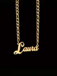 1 Stück Individualisiertes 2-in-1 Edelstahl Namensschild Halskette & Armband Set - Personalisierter Schmuck für Geburtstag, Abschluss und Rockparty, Gold, Stilvolle, Farbige, Vintage, Unisex, Hipster, Einfach, Lässig, Individuell, Personalisiert, Einzigartig, Ideale Geschenke für Ihn, Ideale Geschenke für Sie, Sie, Freund, Freundin, Vater, Mutter, Familie, Freunde, für Jahrestage, für Geburtstage, für Abschluss, für Abschlussball, für Partys, Schmuck Damen, Elegantes Outfit, Schicker Herbst, Schmuck & Uhren, Individualisierte Mode Wort Halsketten